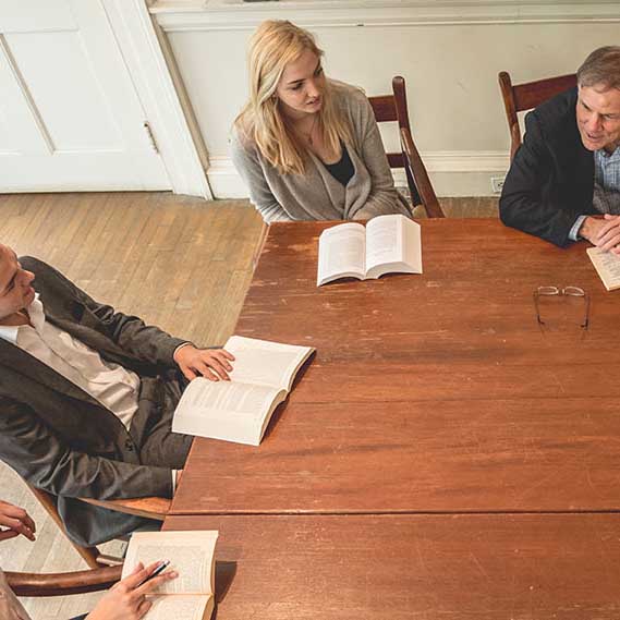 Annapolis students and tutor in classroom