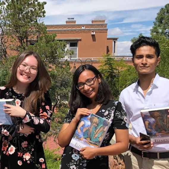 Santa Fe students holding Euclid book