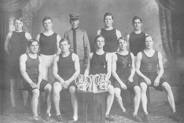 The St. John's track team is shown in the early 1900s.