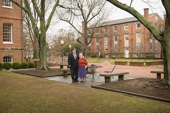 Nelson stands with longtime tutor and former dean Eva Brann.