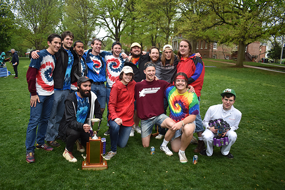 St. John's croquet team members celebrate their victory.