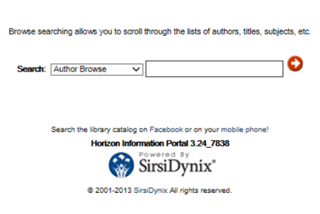 The Browse Search screen from the library catalog