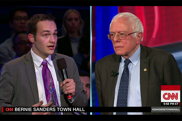 Sawyer Neale (A18) asks Bernie Sanders about a 2020 presidential run.