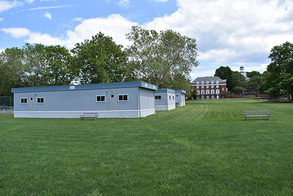 Temporary classrooms have been set up on back campus.