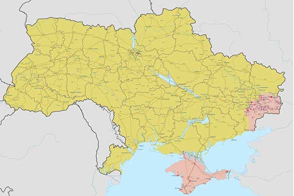 Russia and Ukraine map from Wikimedia Commons