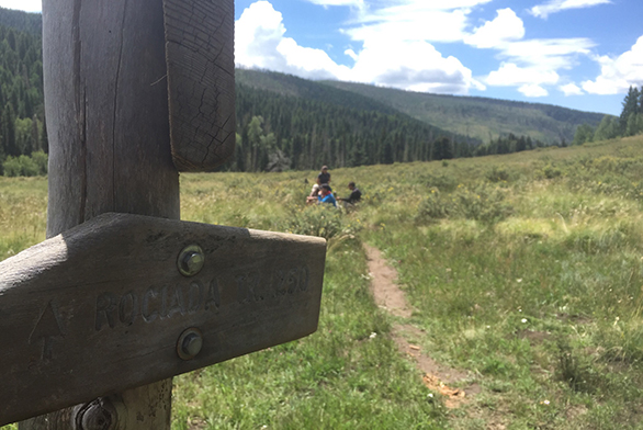 A trail is marked in the New Mexico wilderness.