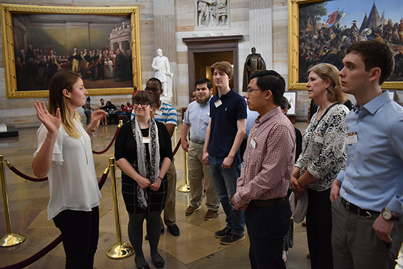 St. John's College students get a tour of the Capitol Rotunda.