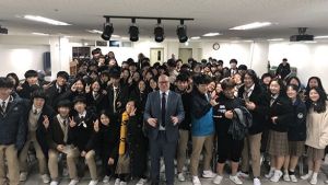 Pano with large group of students